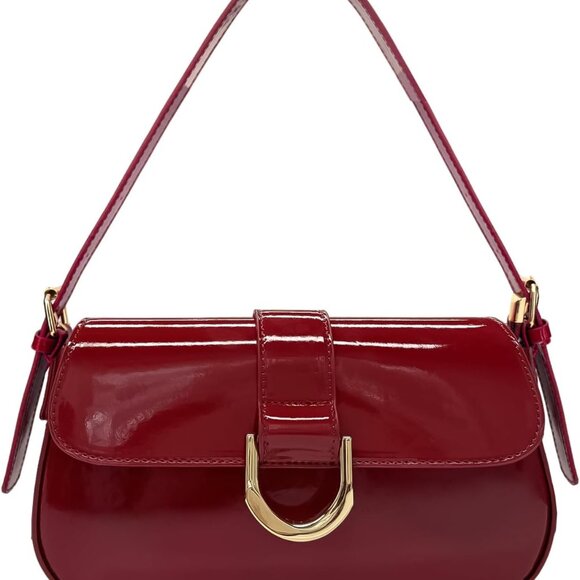 Small Shoulder Bag for Women Red Retro Y2K Crossbody Top Handle Hobo Clutch - Picture 1 of 6